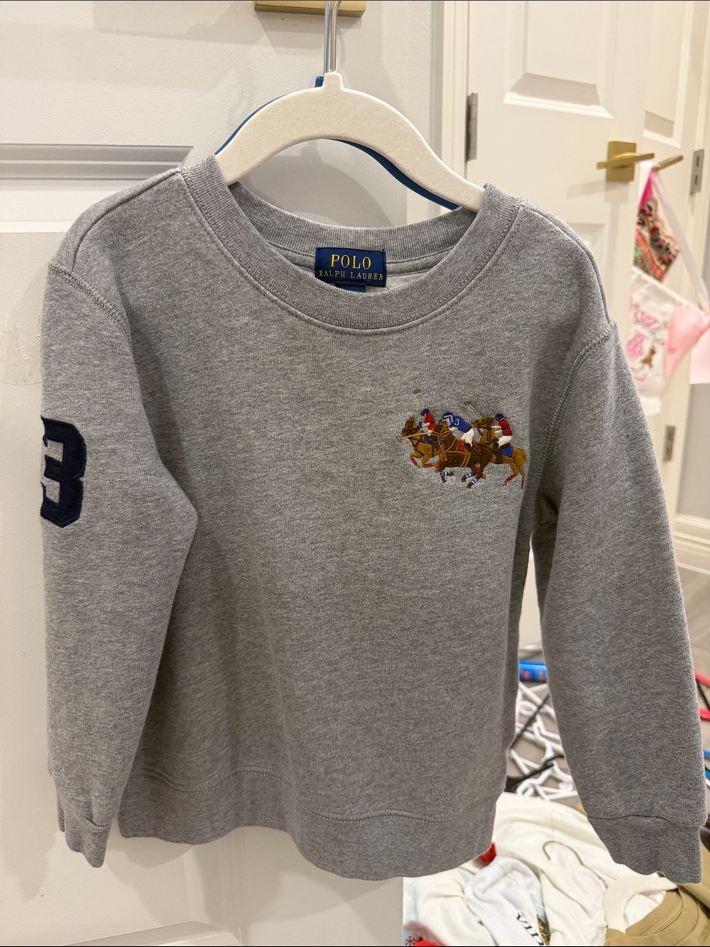 Polo by Ralph Lauren Kids Grey Embroidered Polo Players Crew Sweatshirt